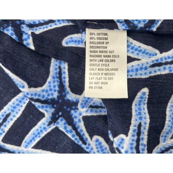 Crown & Ivy Women's Starfish Print Boho Blouse Medium Long Sleeves - Picture 4 of 5